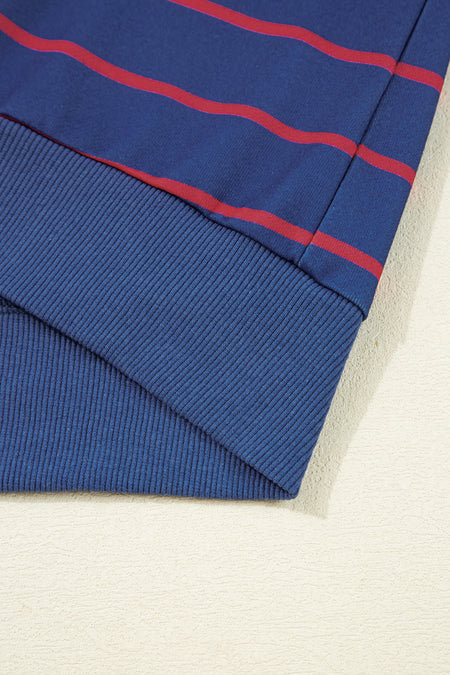 Stripe Stylish Overlap Detail Drop Shoulder Pullover Sweatshirt