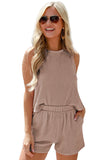 Corded Sleeveless Top and Pocketed Shorts Set