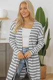 Stripe Print Open Front Duster Cardigan