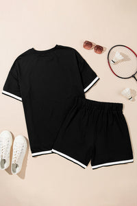 Contrast Trim Tee and Shorts Set