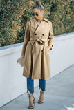 Lapel Collar Waist Tie Wind Coat