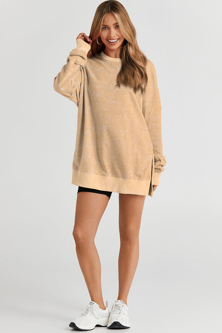 Drop Shoulder Ribbed Trim Oversized Sweatshirt