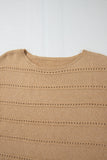 Boat Neck Drop Shoulder Pointelle Knit Sweater