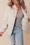 Baseball Collar Snap Button Pocketed Bomber Jacket