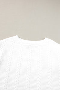 Cable Textured Long Sleeve Round Neck Top