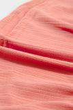 Oatmeal Shirred V Neck Short Flutter Sleeve Textured Blouse