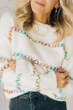 Colorful Crossed Stitch Drop Shoulder Sweater