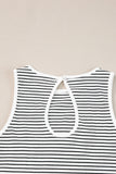 Striped Print Ribbed Knit Sleeveless Top