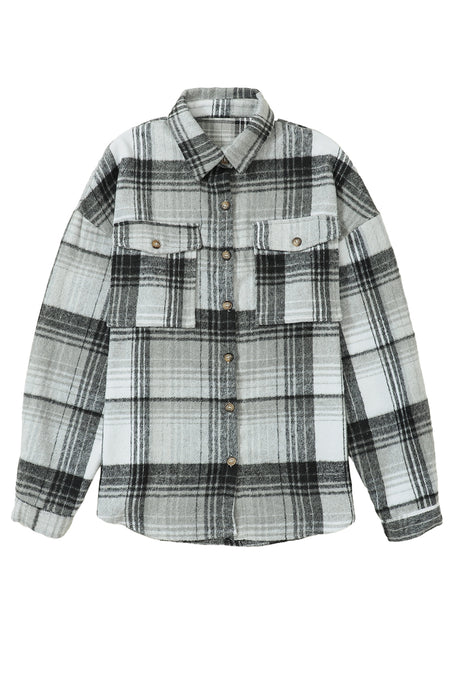 Plaid Flap Pockets Shacket