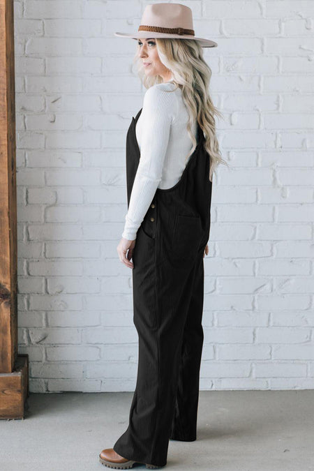 Pocketed Loose Fit Corduroy Overall