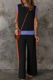 Color Block Detail Casual Two-piece Outfit