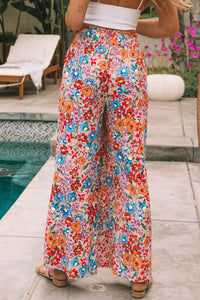 Floral Print Pocketed Wide Leg Oversized Pants