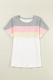 Ribbed Color Block Patchwork T-shirt