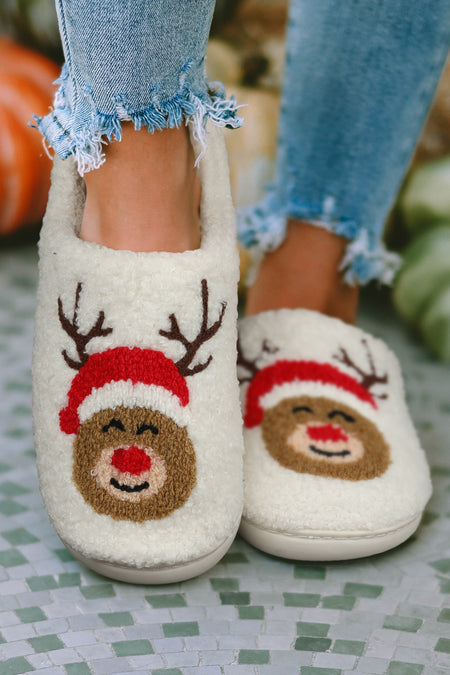 Christmas Cartoon Pattern Plush Slippers