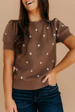 Polka Dot Bubble Sleeve Sweater