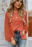 Swiss Dot Balloon Sleeve Loose Blouse