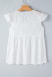 White V Neck Ruffled Embroidered Sleeveless Top