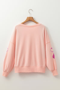 Bowknot Drop Shoulder Oversized Sweatshirt