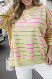Stripe Stylish Overlap Detail Drop Shoulder Pullover Sweatshirt