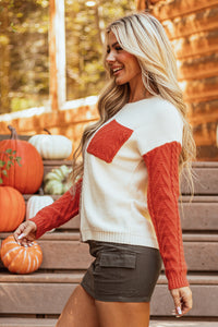 Colorblock Patchwork Drop Shoulder Sweater