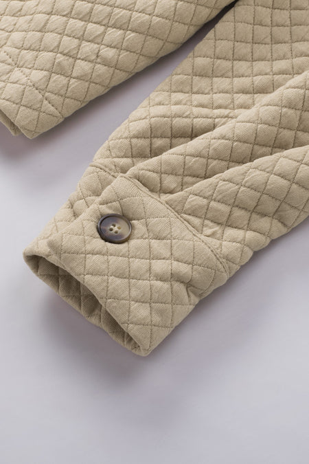 Retro Quilted Flap Pocket Button Shacket