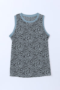 Leopard Print Round Neck Tank Top