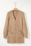 Fuzzy Buttoned Front Midi Solid Cardigan