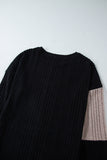 Black Colorblock Textured Knit Top