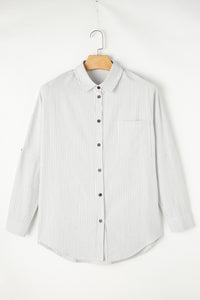 Roll-Tab Sleeve Pocketed Long Shirt