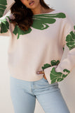 Flower Pattern Oversized Sweater