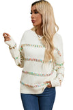 Colorful Crossed Stitch Drop Shoulder Sweater