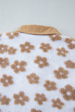 Cute Flower Pattern Button Up Fleece Jacket