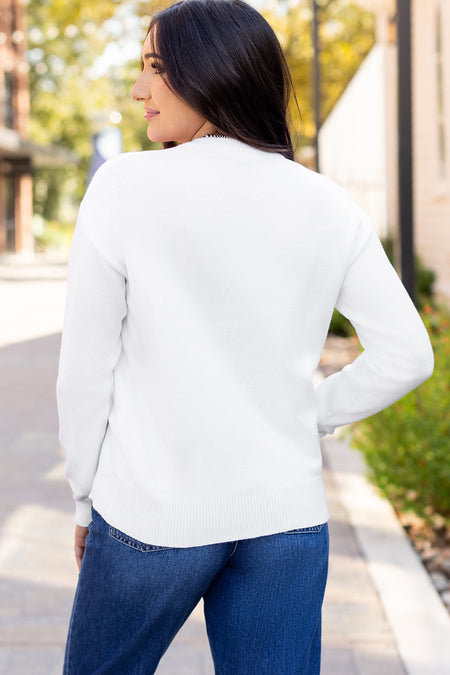 Thankful Ivory Embroidered Sweater