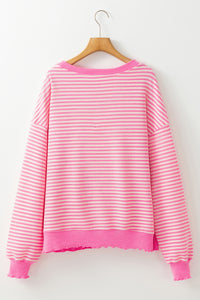 Stripe Loose Drop Shoulder Long Sleeve Top