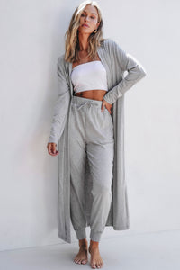 Split Long Cardigan and Skinny Pants Lounge Set