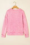 Mineral Wash Big Bow Patchwork Pullover Sweatshirt
