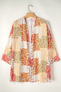 Boho Patchwork Floral Open Front Kimono