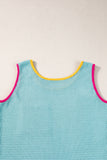Color Block Patched Pocket Breathable Knit Tank Top