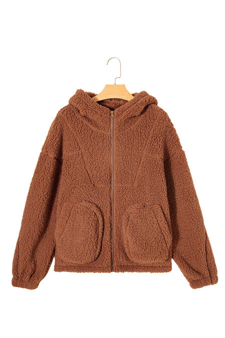 Zip Up Hooded Sherpa Jacket