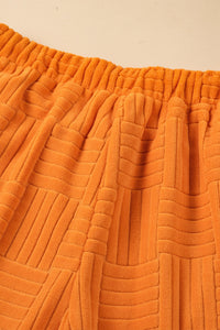 Orange Textured Tank Top and Wide Leg Pants Set