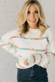 Colorful Crossed Stitch Drop Shoulder Sweater