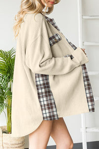 Plaid Patchwork Waffle Thermal Knit Shacket