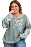 Stars Patchwork Round Neck Plus Size T Shirt