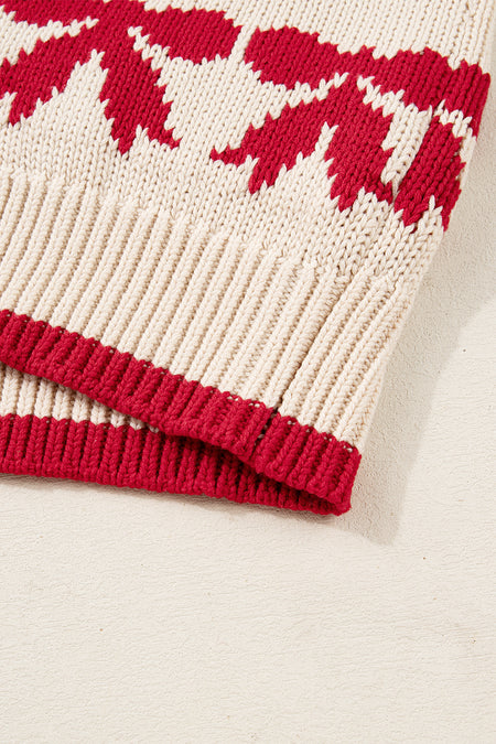 Bow Pattern Open Front Cardigan