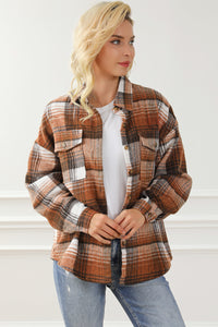 Plaid Flap Pockets Shacket