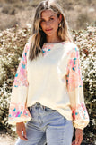 Floral Patchwork Balloon Sleeve Blouse