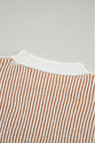 Striped Textured Knit Contrast Edge Loose Sweater