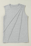 Crew Neck Pleated Tank Top