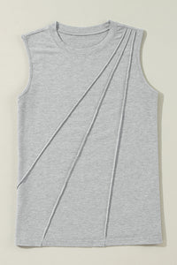 Crew Neck Pleated Tank Top