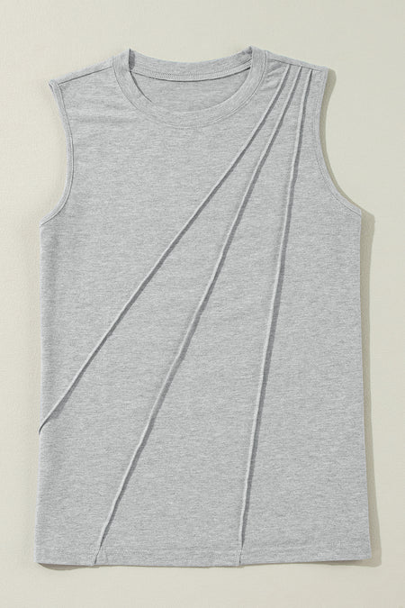 Crew Neck Pleated Tank Top